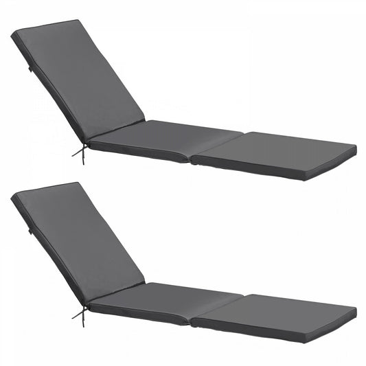  Lot De 2 Coussins Bain De Soleil Polyester Gris 186x53x5 Cm