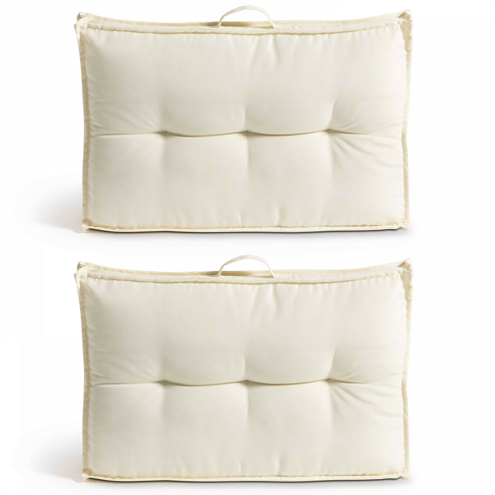  Lot 2 Coussins Palette Dossier Polyester Blanc 60x40x12 Cm
