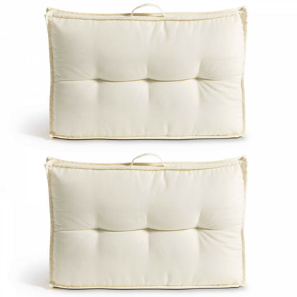  Lot 2 Coussins Palette Dossier Polyester Blanc 60x40x12 Cm